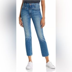 MOTHER The Dazzler Denim Yoke Front Straight Leg Ankle in Wander Dust Blue Sz 28